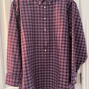 Stafford Mens Maroon Plaid Button-Down Shirt